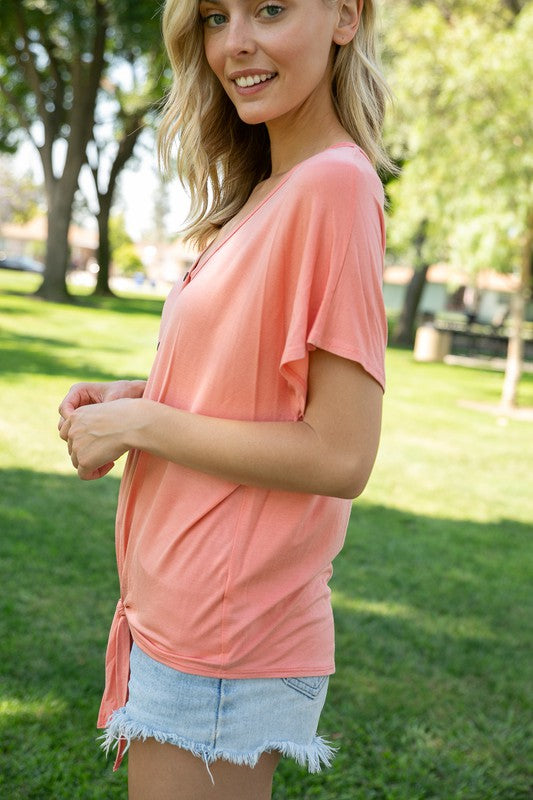 PLUS SOLID BUTTON DOWN TIE TOP