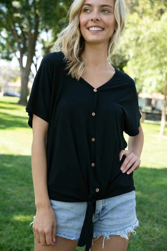 PLUS SOLID BUTTON DOWN TIE TOP