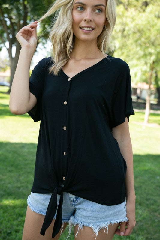 PLUS SOLID BUTTON DOWN TIE TOP