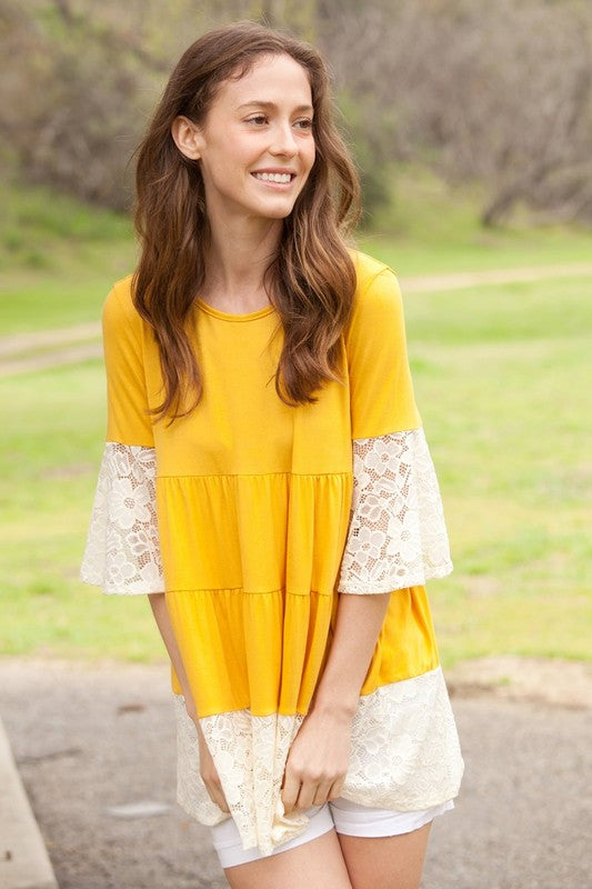 Plus Lace Trim Tiered Tunic