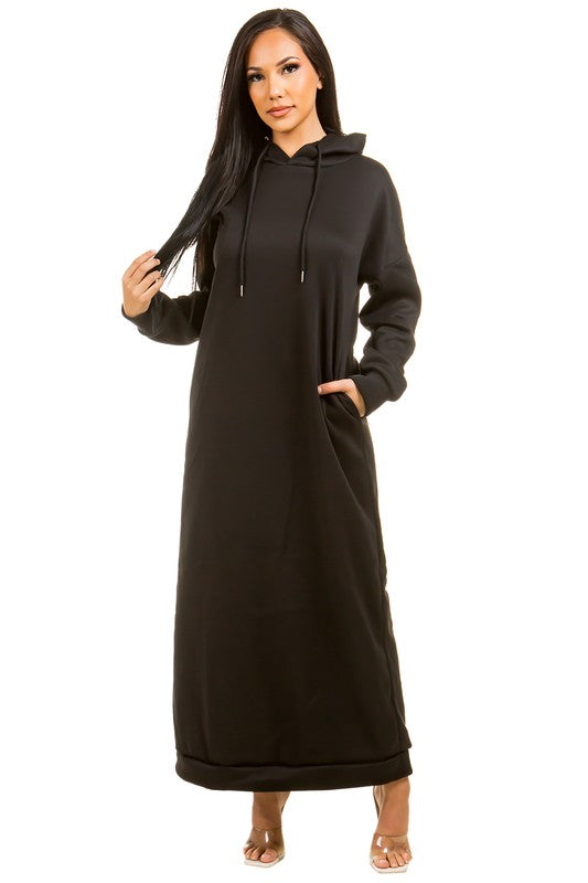 SEXY LONG MAXI HOODIE DRESS