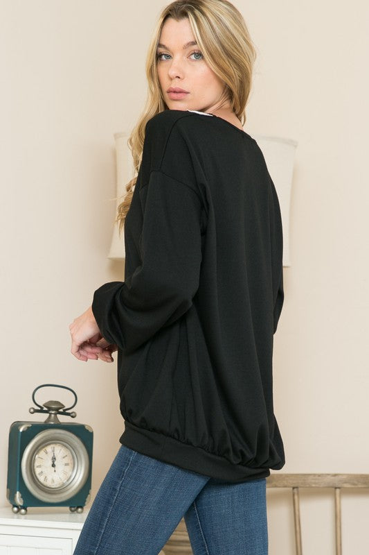 Oversized Lace Collared French Terry Sweatshirt